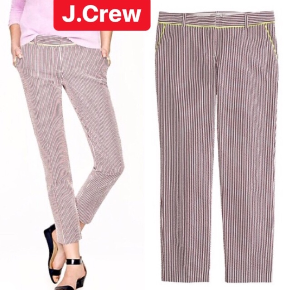 J.Crew Café Capri in Neon-Tipped Seersucker